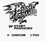 Bionic Commando title screen for GameBoy